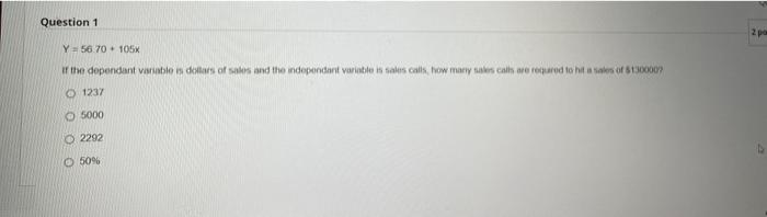 Y=56.70+105x 1237 5000 2292 50%