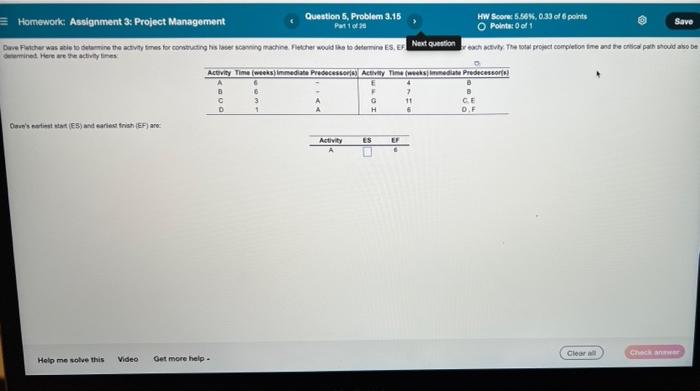Save Homework Assignment 3: Project Management