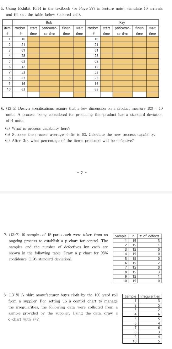 5. Using Exhibit 10.14 in the textbook (or Page