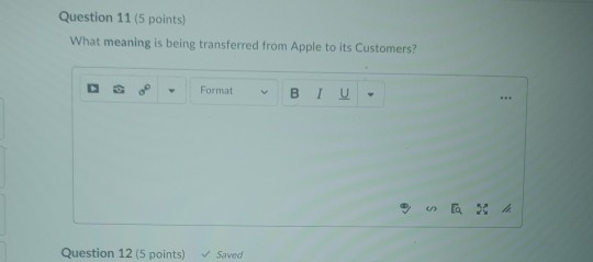 Question 11 (5 points) What meaning is being