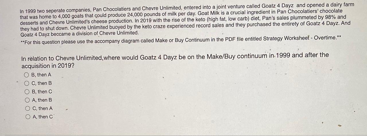 Make or Buy Continuum BUY A B C MAKE Divisional