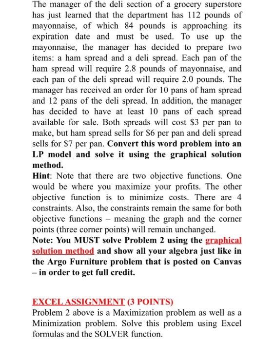 please graph on excel as well The manager of the