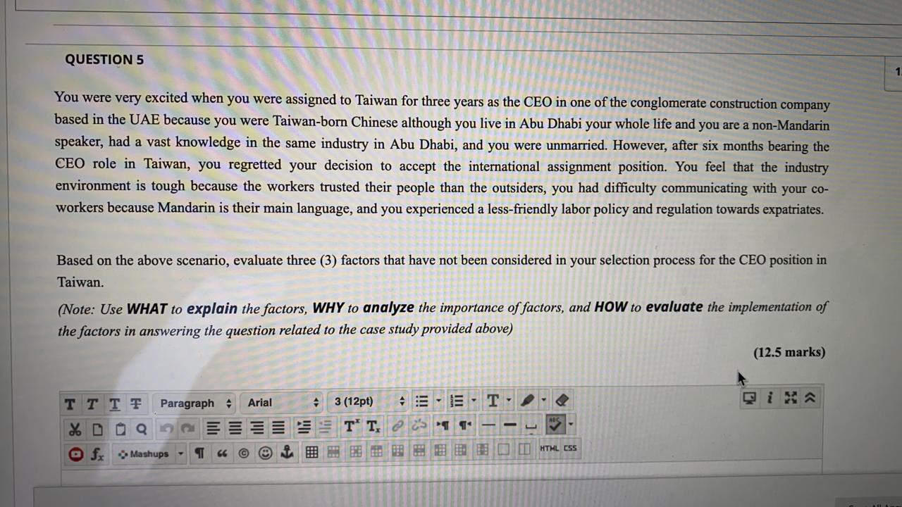 QUESTION 5 1 You were very excited when you were