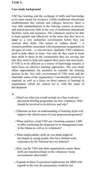 HUMAN RESOURCE DEVELOPMENT TASK 2: Case study