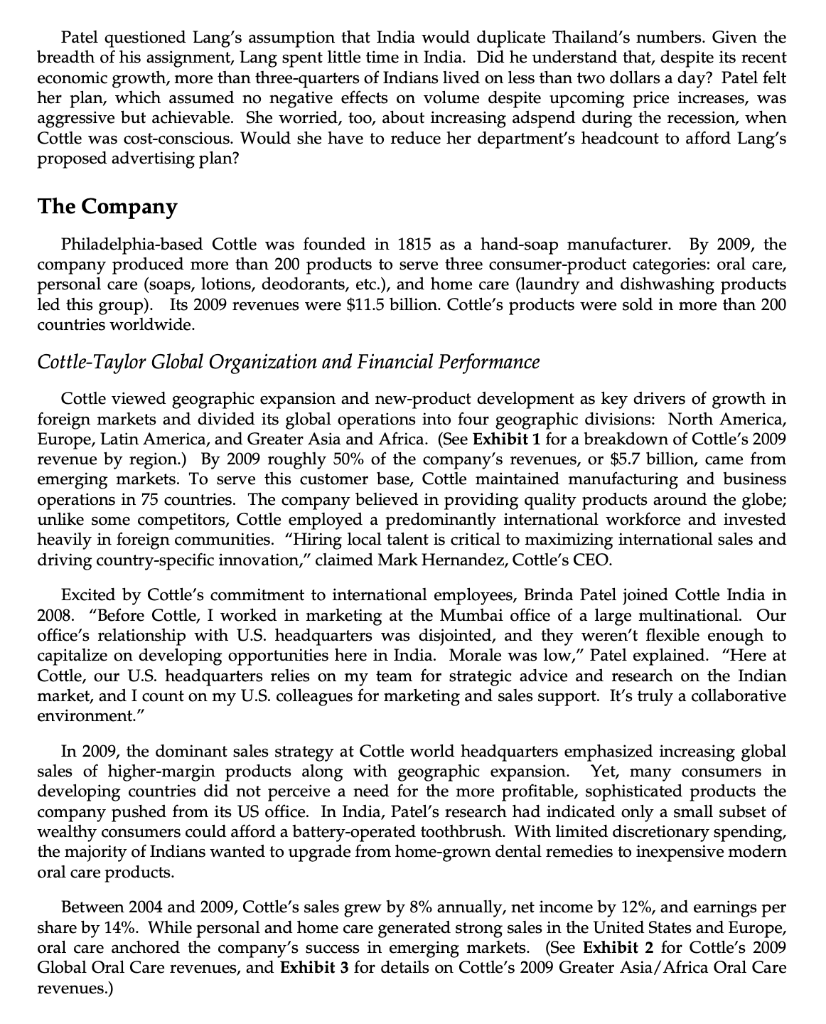 Read the case and answer the following questions