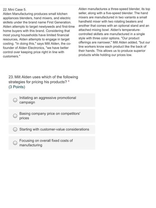 22. Mini Case 5. Alden manufactures a three-speed