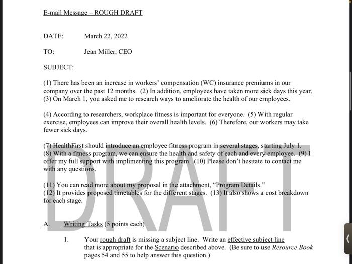 Directions: Study both the scenario and e-mail