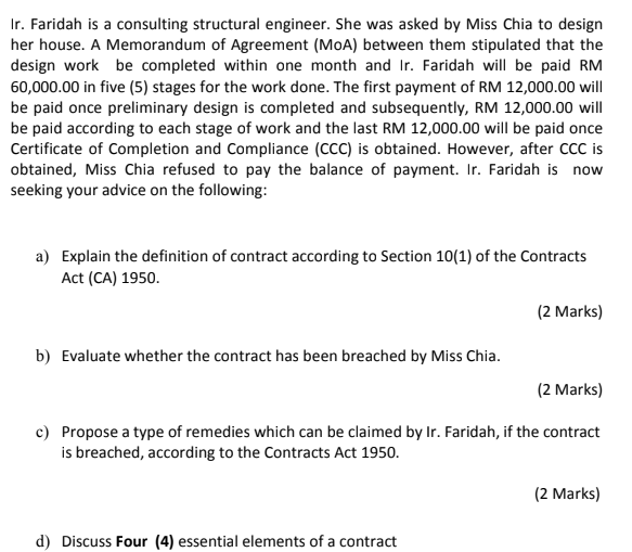 Ir. Faridah is a consulting structural engineer.