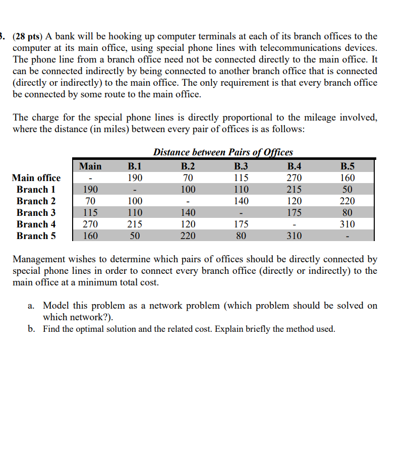 3. (28 pts) A bank will be hooking up computer