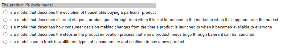 The product life cycle model is a model that