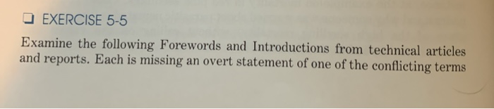 EXERCISE 5-5 Examine the following Forewords and