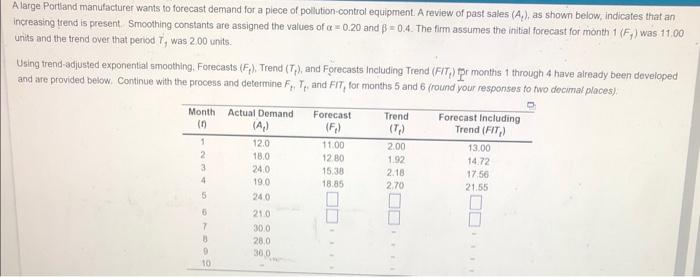 A large Portland manufacturer wants to forecast