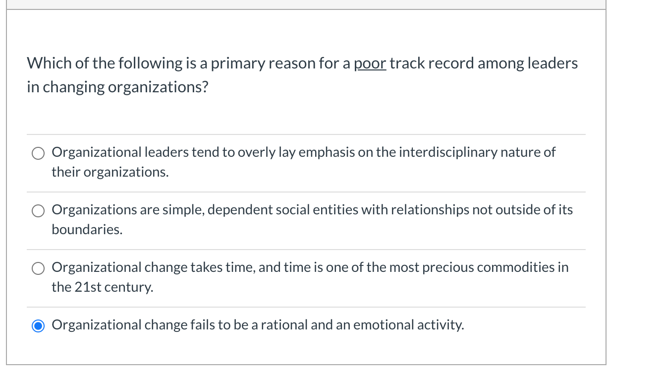 Which of the following is a primary reason for a