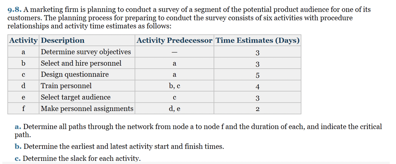 a 9.8. A marketing firm is planning to conduct a