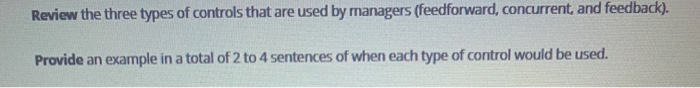 Review the three types of controls that are used