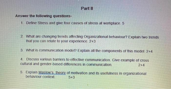 please answer it ASAP PLEASE Part II Answer the