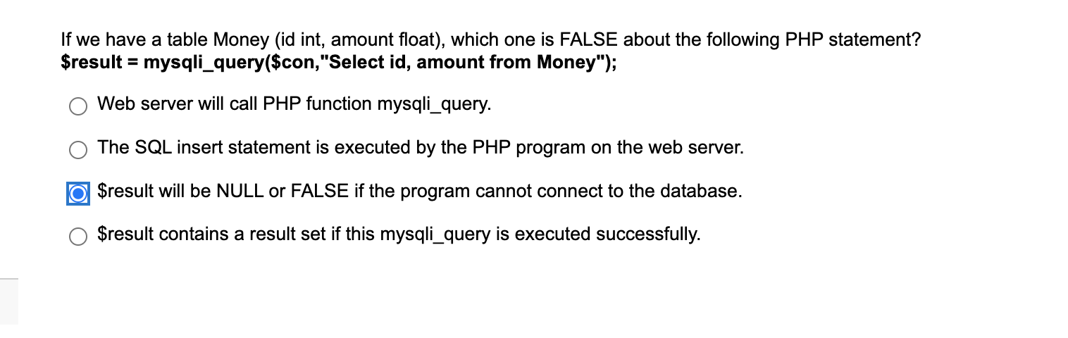 If we have a table Money (id int, amount float),