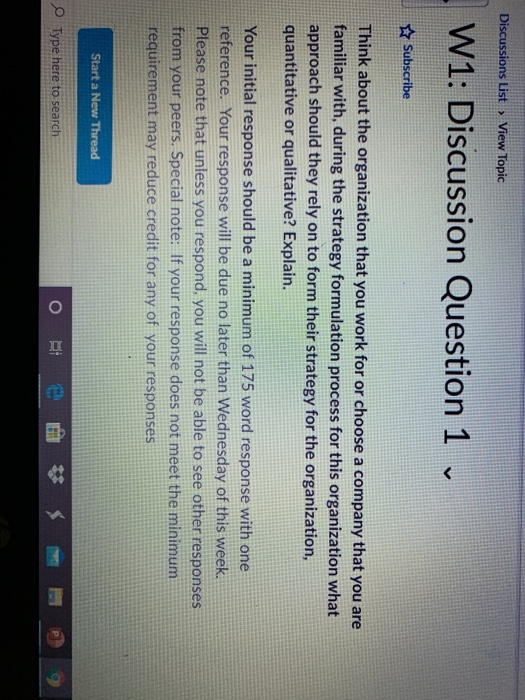 Discussions List > View Topic W1: Discussion