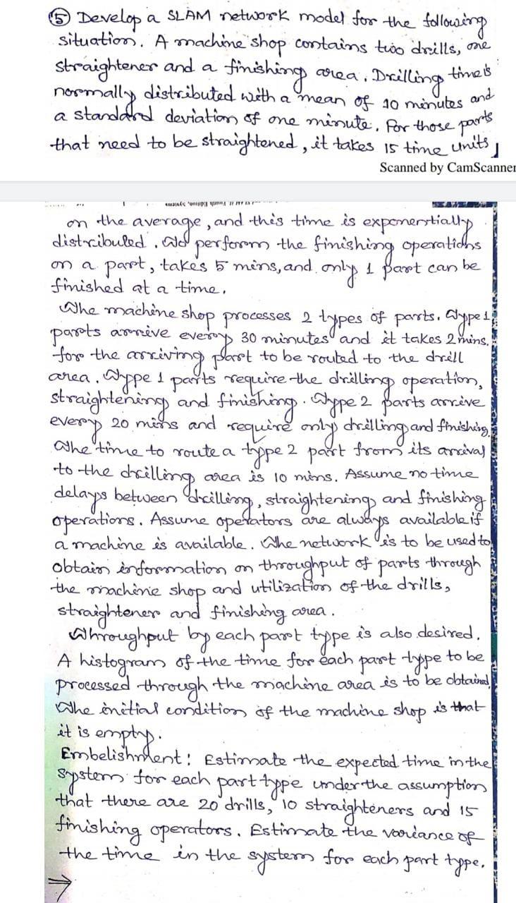 5 Develop a SLAM network model for the following