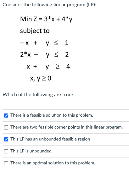 Consider the following linear program (LP): Min Z