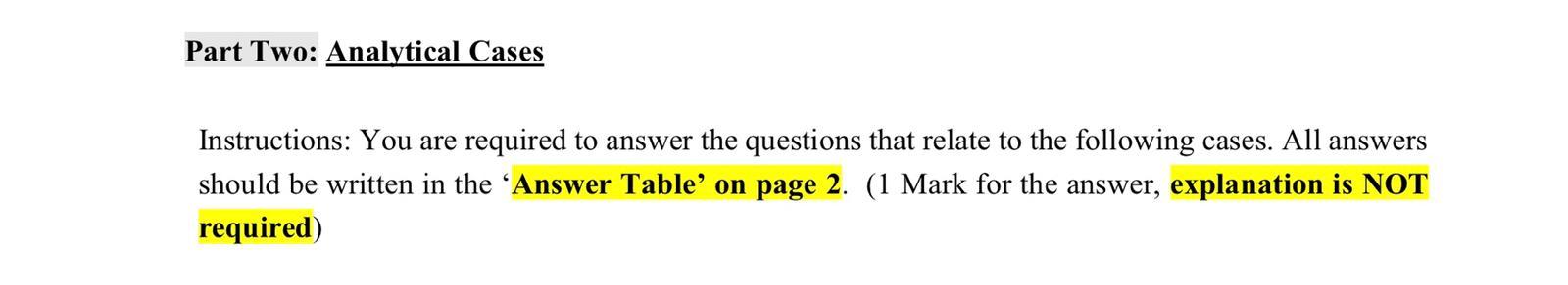 In short, please. Part Two: Analytical Cases