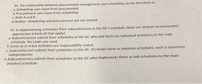 30. The relationship between procurement