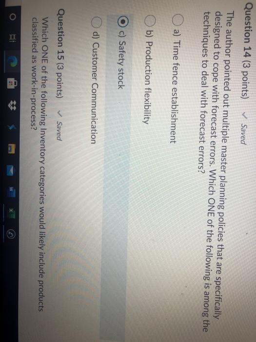 Question 14 (3 points) Saved The author pointed