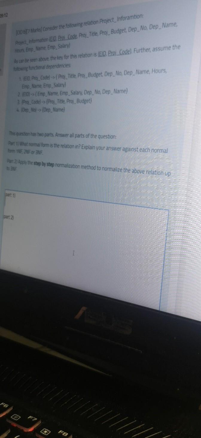 Quick plz 100b||7 Marks) Consider the following