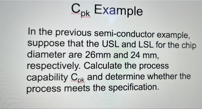 pls show any formulas on excel Cpk Example In the