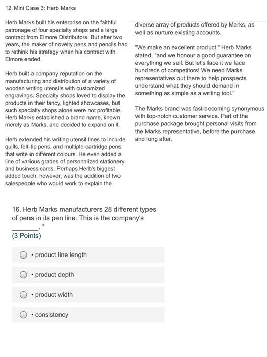 12. Mini Case 3: Herb Marks Herb Marks built his