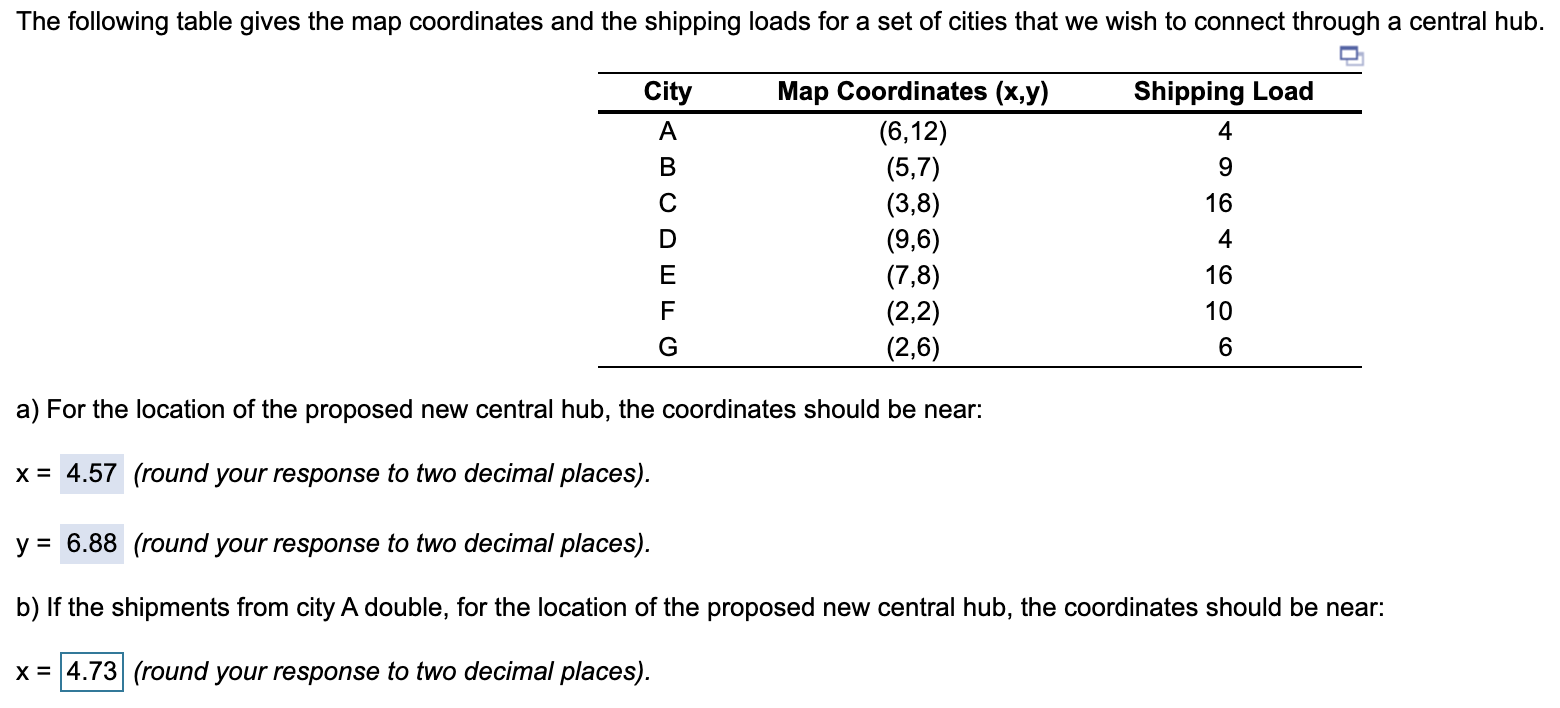 (please solve section b) b) x = _____ (round your