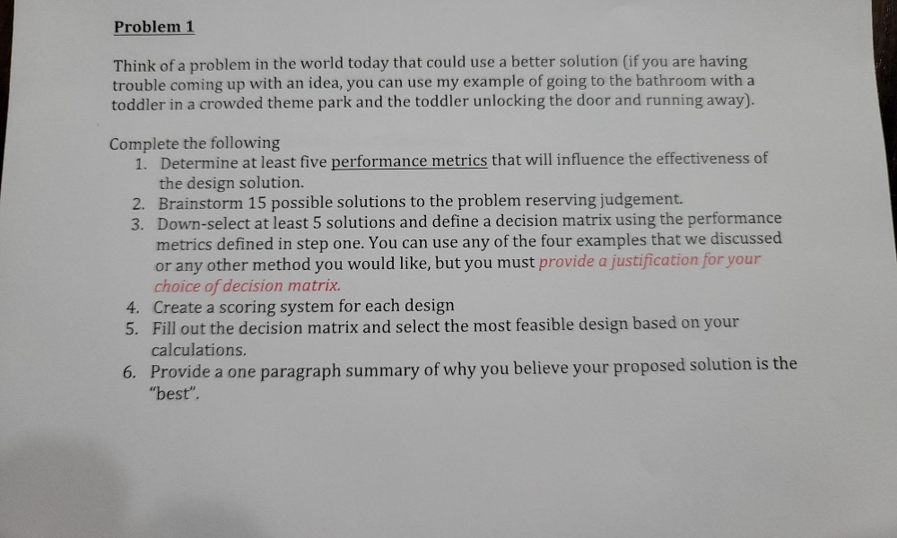 doesn't need any information Problem 1 Think of a