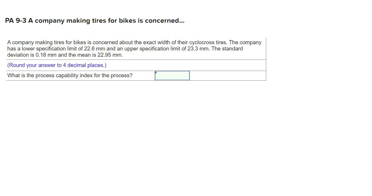 PA 9-3 A company making tires for bikes is