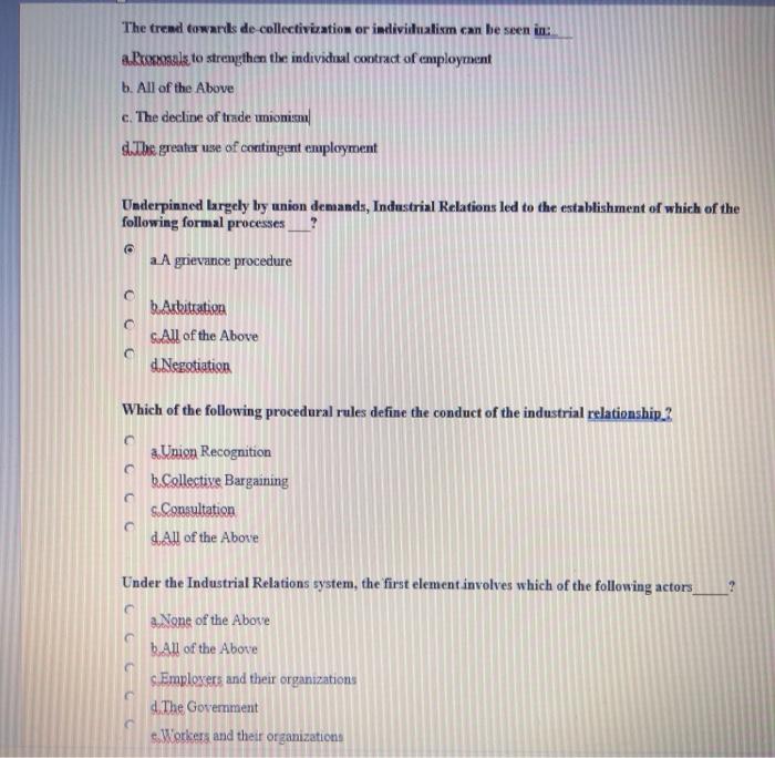 The trend towards de collectivigation or