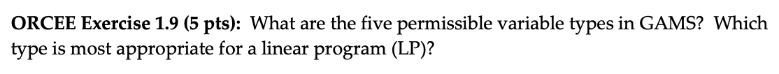 ORCEE Exercise 1.9 (5 pts): What are the five