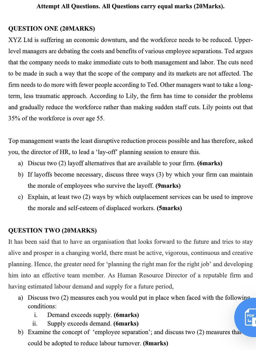 Attempt All Questions. All Questions carry equal