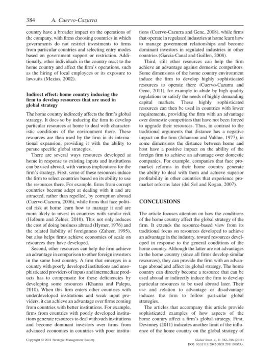 Summarize the Article Global Strategy Journal