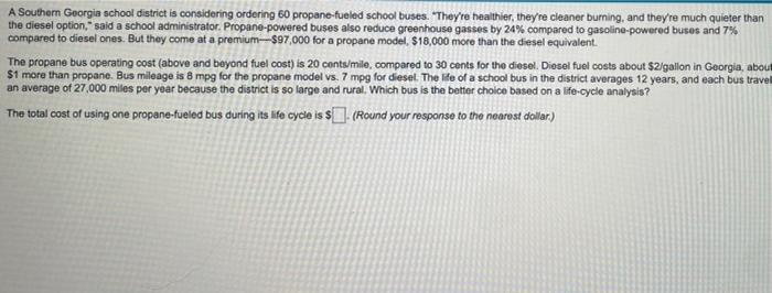 - please find total cost for 1. propane,