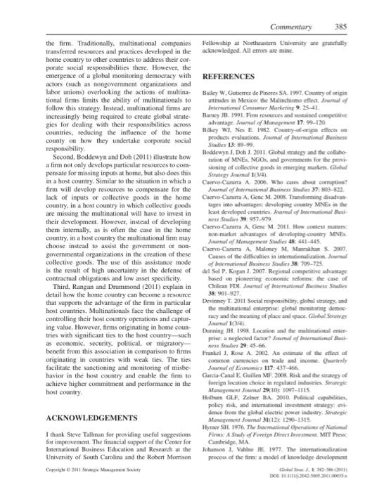 Summarize the Article Global Strategy Journal