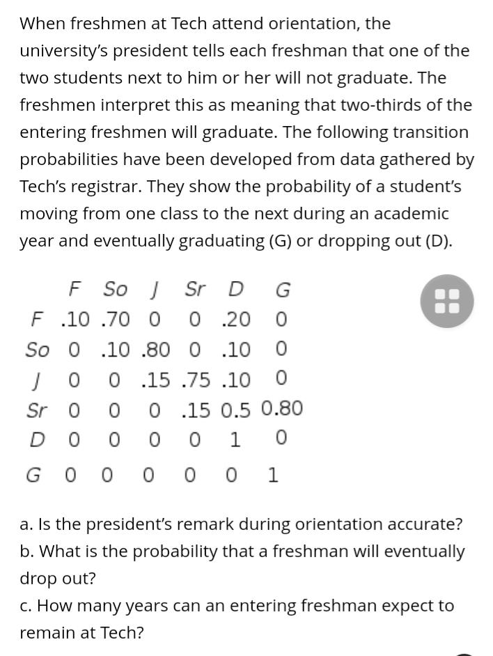 When freshmen at Tech attend orientation, the