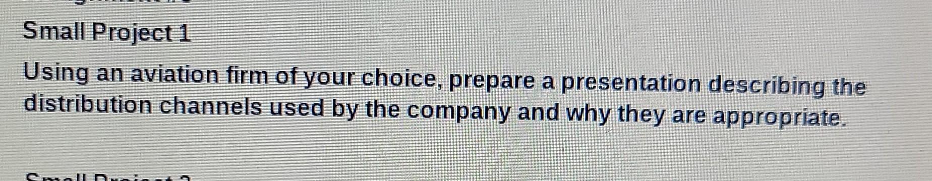 Small Project 1 Using an aviation firm of your