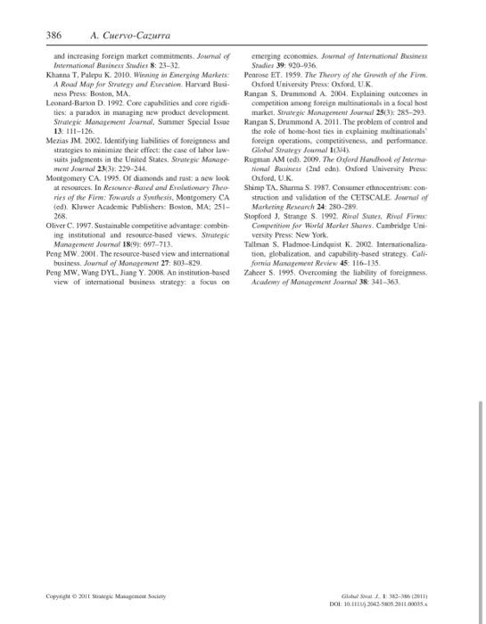 Summarize the Article Global Strategy Journal