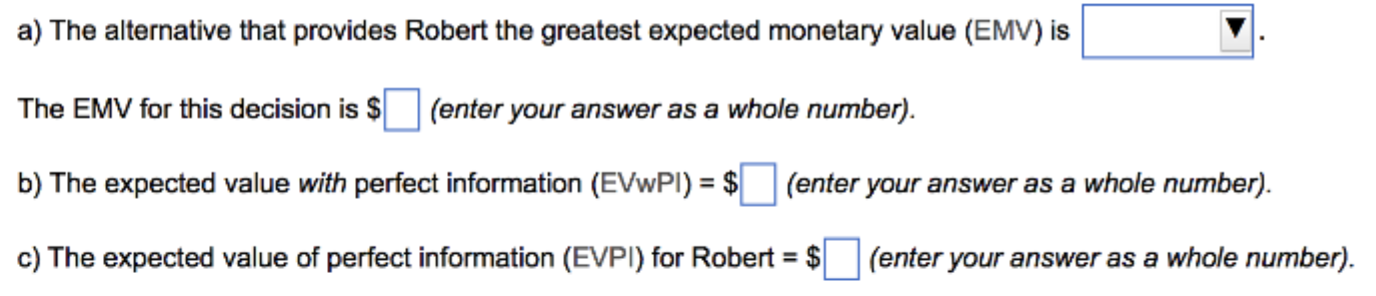 The following payoff table provides profits based