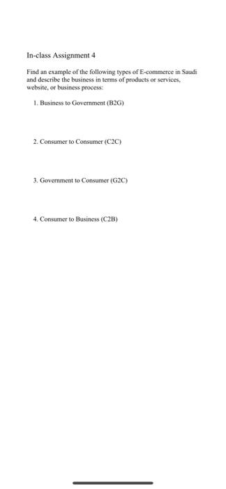 In-class Assignment 4 Find an example of the