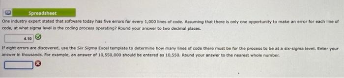 Please solve: Spreadsheet One industry expert