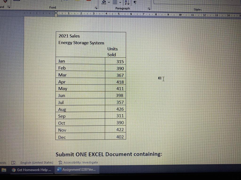 DO it in Excel Spreadsheet please!! ard Font ALT