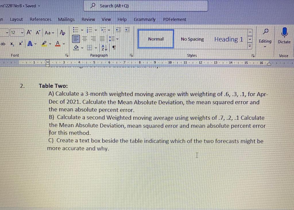 DO it in Excel Spreadsheet please!! ard Font ALT