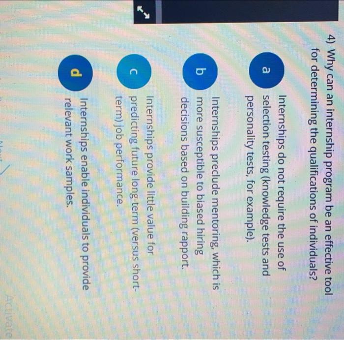 4) Why can an internship program be an effective