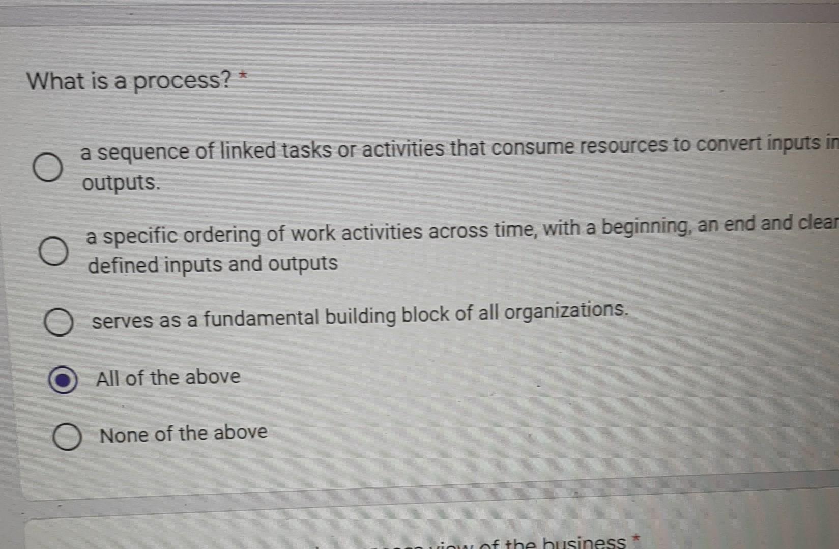 What is a process? * a sequence of linked tasks