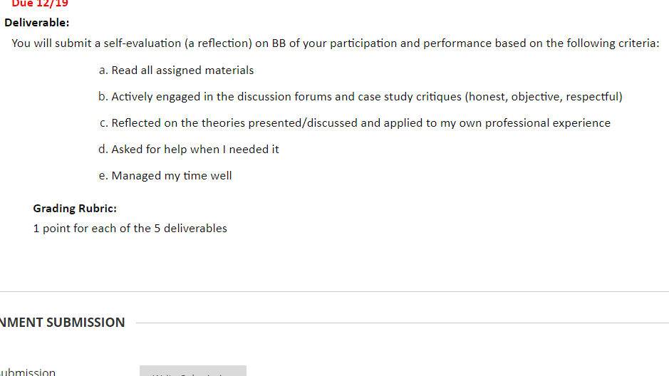 12/19 Deliverable: You will submit a